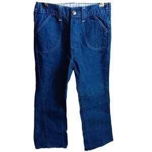 22x19 Vintage 1970's Raw Denim Play Jeans 6-7 Kids Boys Girls Ro-Bee Blue